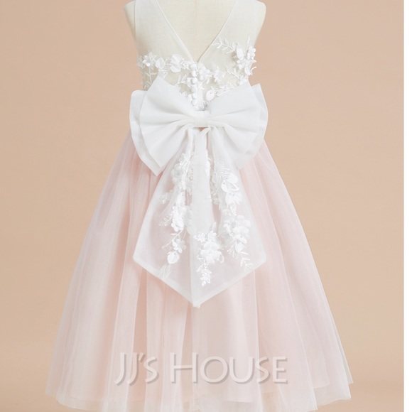 A-Line Tea-length Flower Girl Dress - Picture 2 of 4